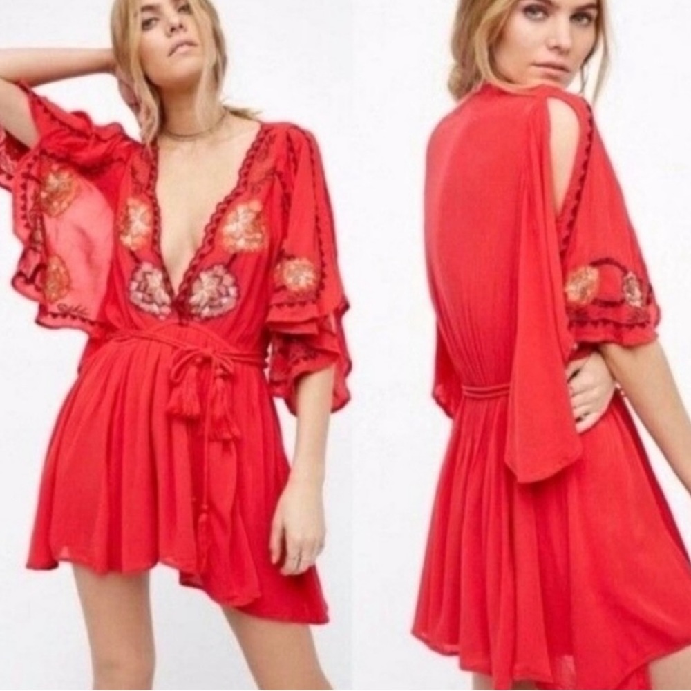 Free People CORA Embroidered Mini Dress